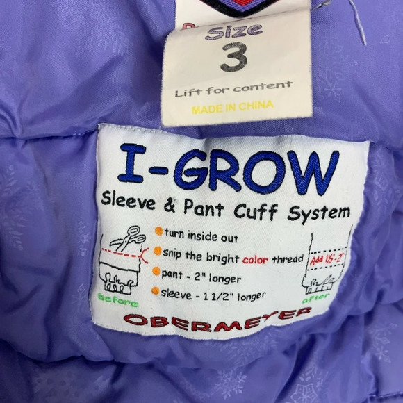 Obermeyer Kids Jacket Ski Coat I-Grow Size 4 Black/Red Floral Snowflakes Hooded - Picture 3 of 15